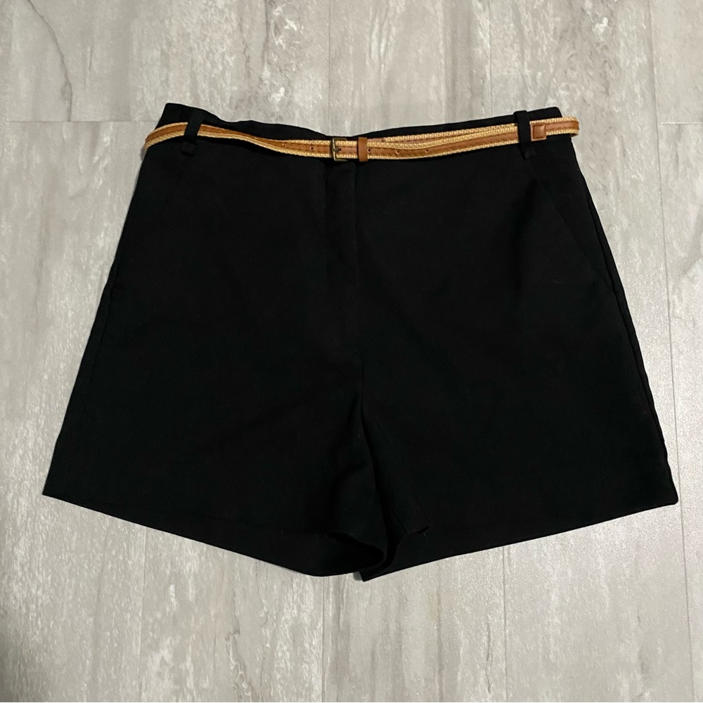 [PRELOVED] Zara black shorts with brown belt